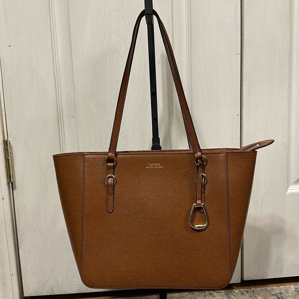 Ralph Lauren Bennington Medium Tote Shopper Handbag Polo Saffiano Leather